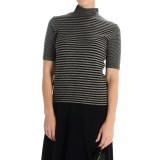 Joan Vass Striped Turtleneck - Elbow Sleeve (For Women)