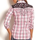 Rock & Roll Cowgirl Lace Shoulder Western Shirt - Snap Front, Long Sleeve(For Women)