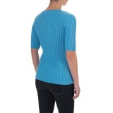 Jeanne Pierre Ribbed Cotton Sweater - Elbow Sleeve (For Women)