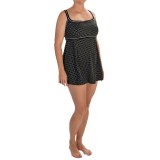 Longitude Dot-to-Dot Empire Swim Dress (For Plus Size Women)