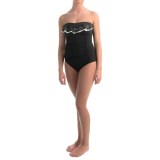 Jones New York Laser-Cut Ruffle Bandeau One-Piece Swimsuit (For Women)