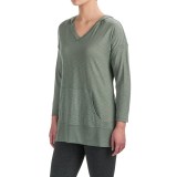 Harmony and Balance Hooded Tunic Shirt - Ribbed Trim, Long Sleeve (For Women)