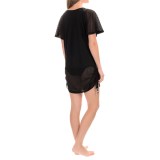 Dotti Cool Crochet Shirred Swimsuit Cover-Up Tunic - Short Sleeve (For Women)