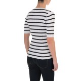 Jeanne Pierre Ribbed Striped Sweater - Elbow Sleeve (For Women)