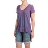 Heathered High-Low Knit Shirt - V-Neck, Short Sleeve (For Women)