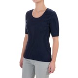 Jeanne Pierre Ribbed Cotton Sweater - Elbow Sleeve (For Women)