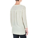 Hi-Low Solid Stretch Shirt - 3/4 Sleeve (For Women)