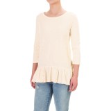 dylan Cotton Slub Shirt with Flounced Rib-Knit Hem - 3/4 Sleeve (For Women)