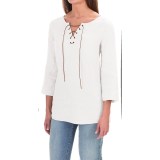 St. Tropez West Linen Lace-Up Shirt - 3/4 Sleeve (For Women)
