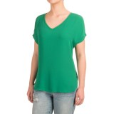 Fluttery V-Neck Shirt - Short Sleeve (For Women)