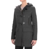 Cole Haan Hooded Duffle Wool Blend Coat - Leather Trim (For Women)