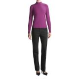 August Silk Rib-Trimmed Mock Turtleneck - Long Sleeve (For Women)