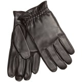 Leather Gloves with Gathered Cuffs - Fleece Lining (For Men)