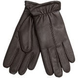 Leather Gloves with Gathered Cuffs - Plush Lining (For Men)