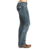 Rock & Roll Cowgirl Rival Crystal Zigzag Embroidery Jeans - Low Rise, Bootcut (For Women)